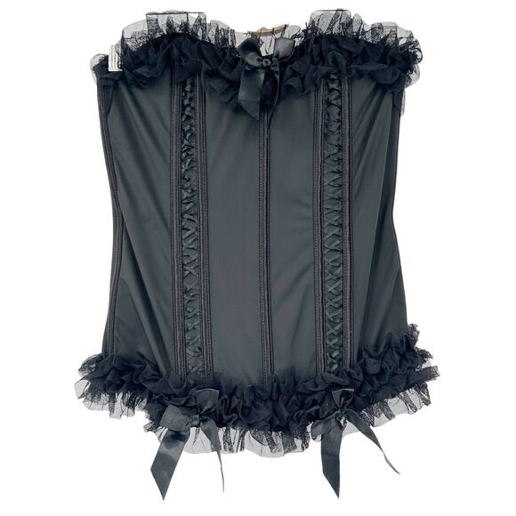 Torrid Womens Whimsigoth Victorian Mesh Ruffled‎ Bow Corset Top Size 2X Black - Picture 1 of 7